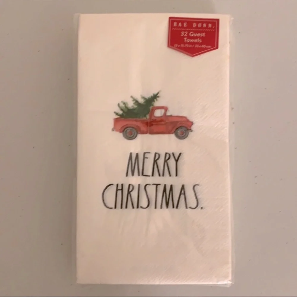 Rae Dunn Merry Christmas Red Truck Paper Guest Towels
